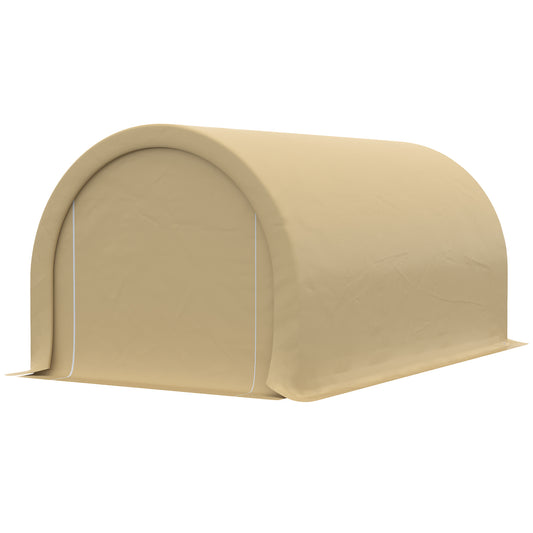 10' x 16' Heavy Duty Portable Carport Tent with Zippered Door, PE Cover for Car, Boat, Motorcycle, Bike, Beige