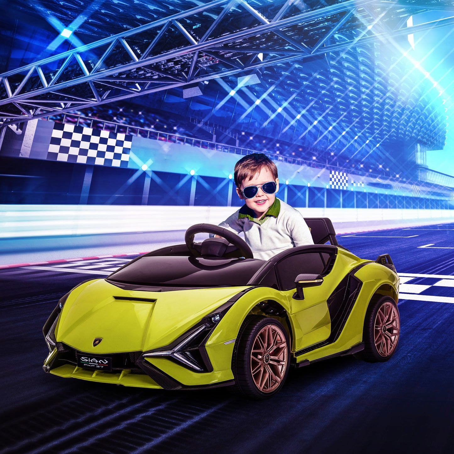 Aosom Compatible 12V Battery-powered Kids Electric Ride On Car Toy with Parental Remote Control Music Lights MP3 Green