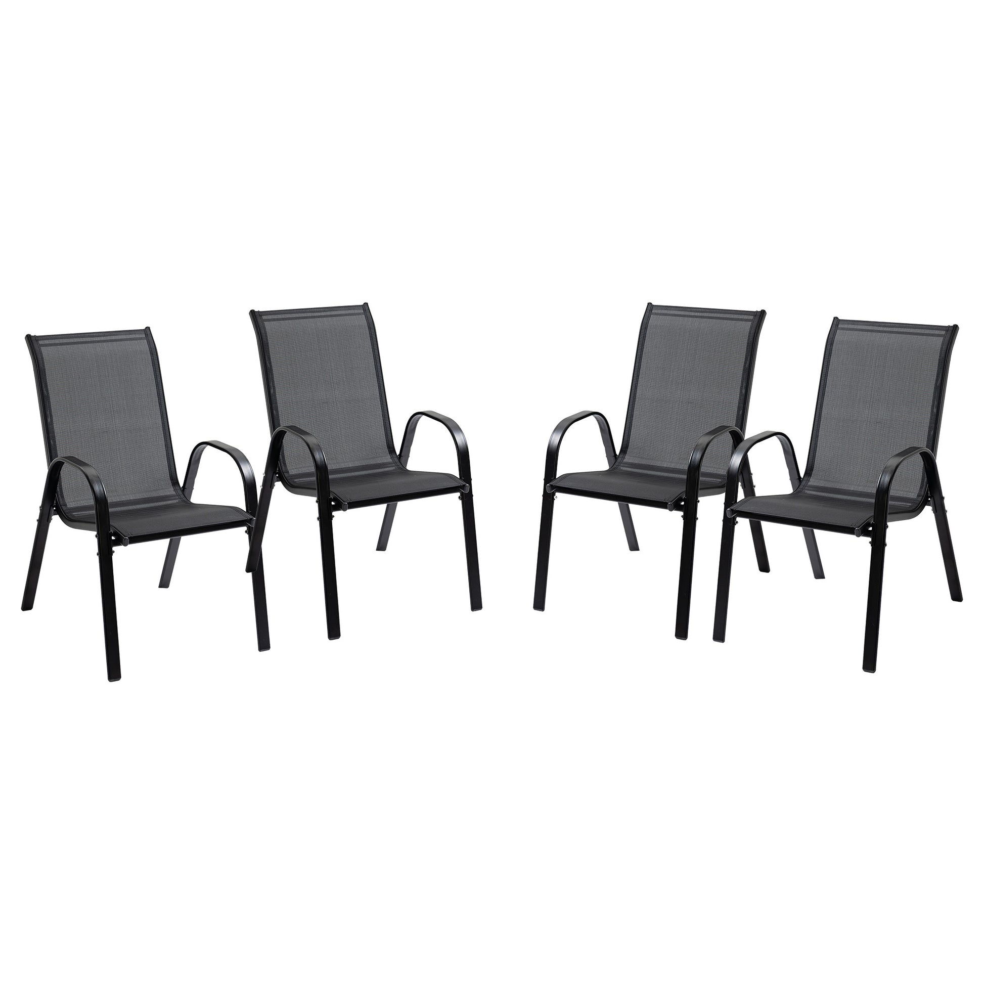 4-Piece Outdoor Dining Chair for Relaxing on Patio Balcony Garden, Comfortable Outdoor Furniture with Armrests, Black