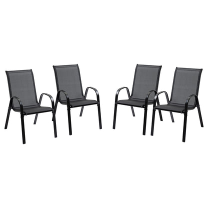 4-Piece Outdoor Dining Chair for Relaxing on Patio Balcony Garden, Comfortable Outdoor Furniture with Armrests, Black
