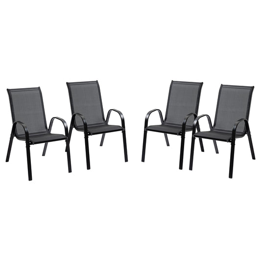 4-Piece Outdoor Dining Chair for Relaxing on Patio Balcony Garden, Comfortable Outdoor Furniture with Armrests, Black