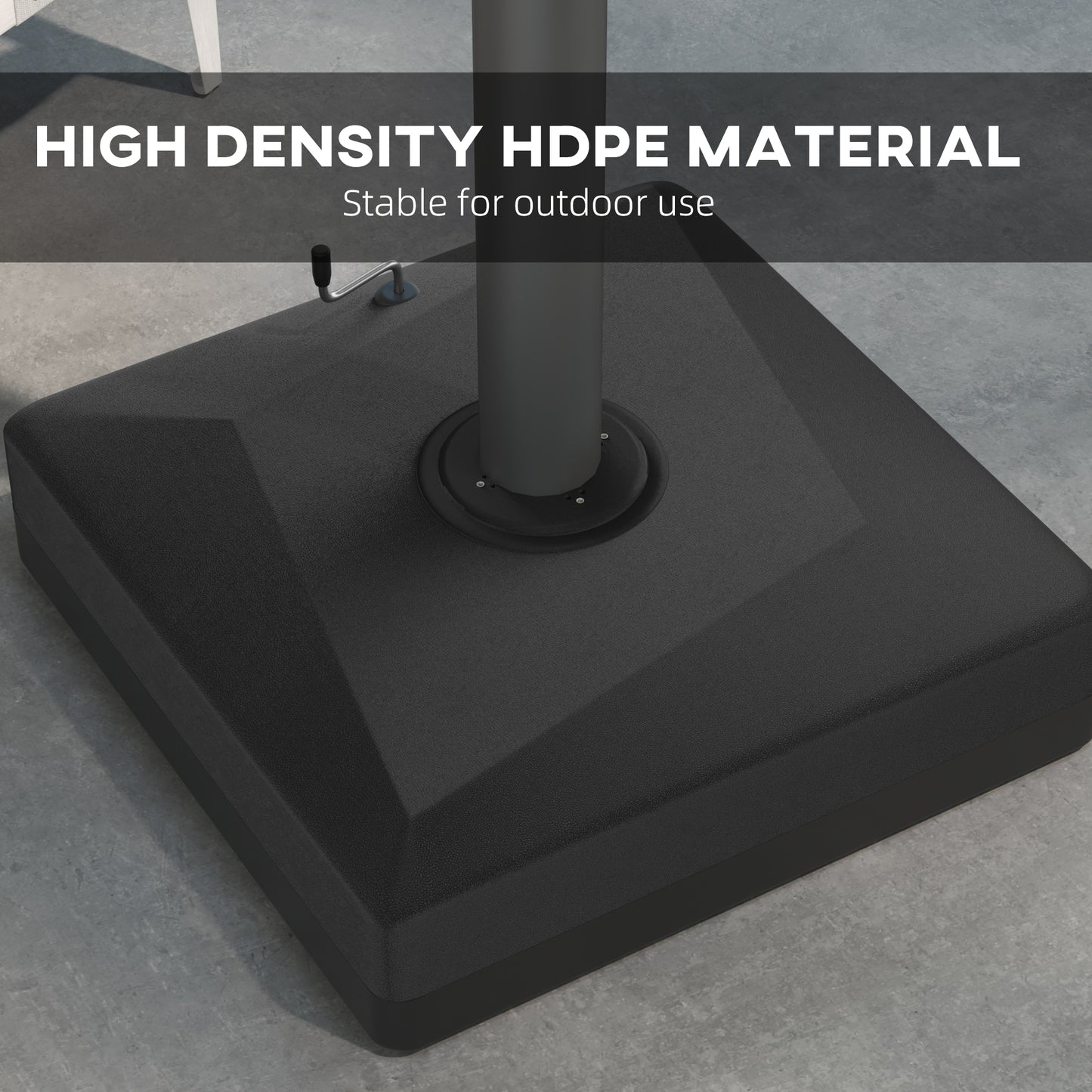 Cantilever Umbrella Base with Liftable Wheel, Heavy Duty Fillable Umbrella Stand with Adjustable Foot Pads