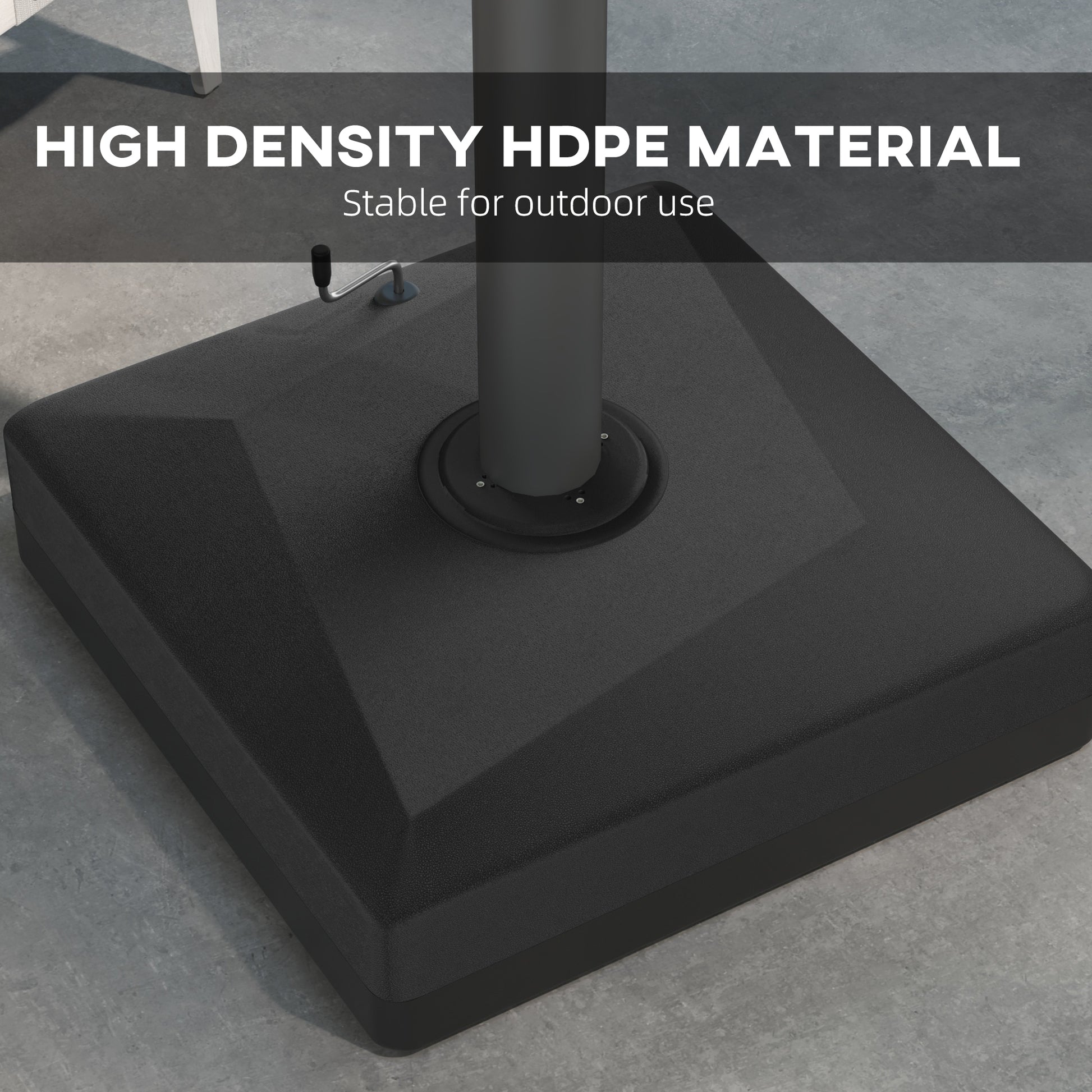 Cantilever Umbrella Base with Liftable Wheel, Heavy Duty Fillable Umbrella Stand with Adjustable Foot Pads