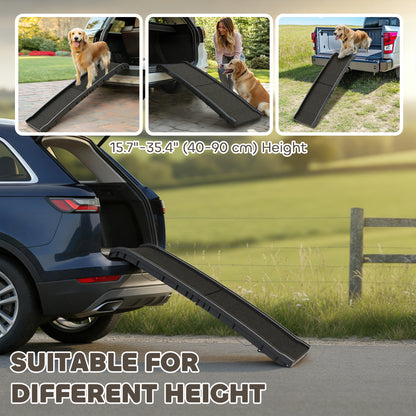61 Inches Folding Pet Ramp with Frosted Surface, Raised Side Rails, for Cars, SUVs