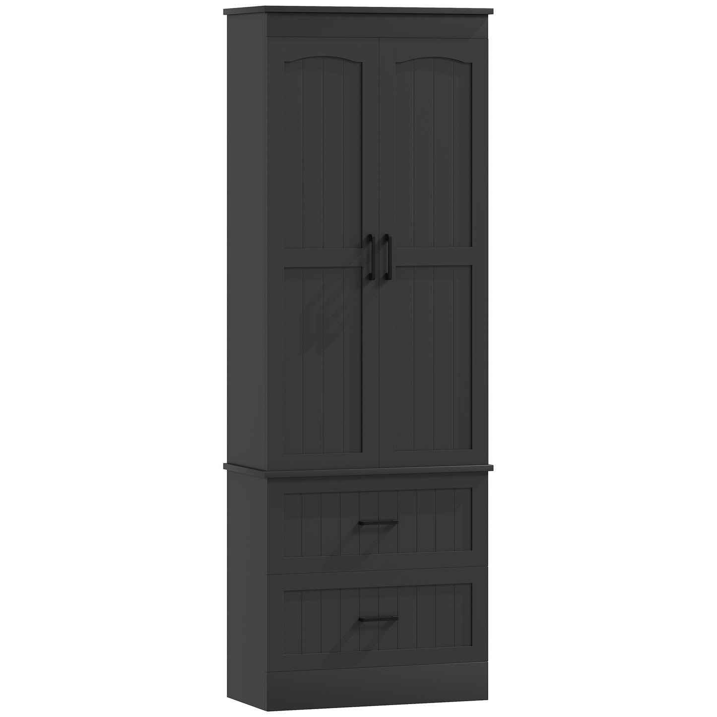 Tall Pantry Cabinet, 67" Kitchen Storage Cabinet with Adjustable Shelves and 2 Drawers for Kitchen, Dining Room, Black