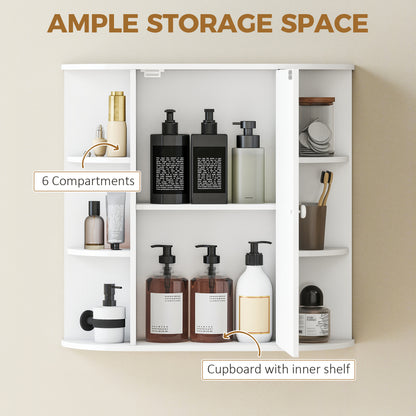 Mirrored Bathroom Wall Cabinet Wall Mounted Medicine Cabinet with Door & Shelves, White