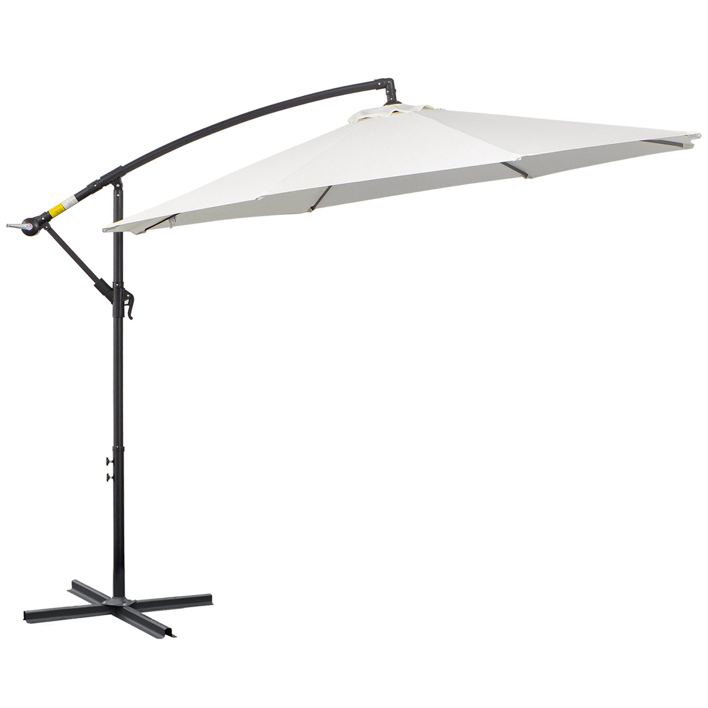 9.7ft Offset Patio UmbrellaCantilever Parasol with Crank Handle, 8 Ribs and Cross Base for Outdoor, Sun Shade, Cream
