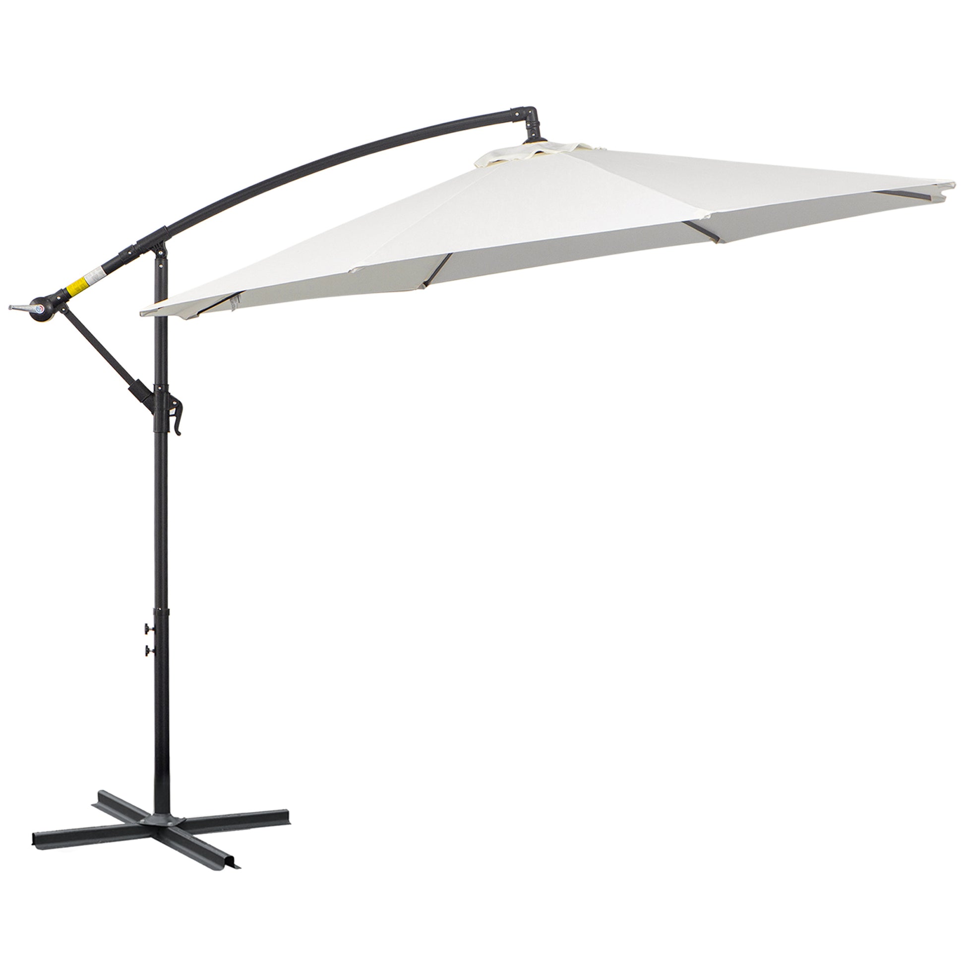 9.7ft Offset Patio UmbrellaCantilever Parasol with Crank Handle, 8 Ribs and Cross Base for Outdoor, Sun Shade, Cream