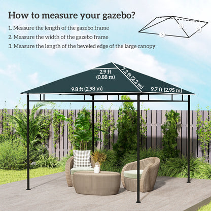10' x 10' Square Gazebo Canopy Replacement UV Protected Top Cover Sun Shade Grey