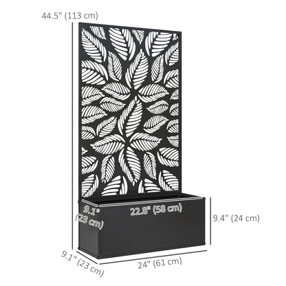 Metal Raised Garden Bed with Privacy Panel, Freestanding or Wall Mounted Outdoor Planter Box for Garden, Patio