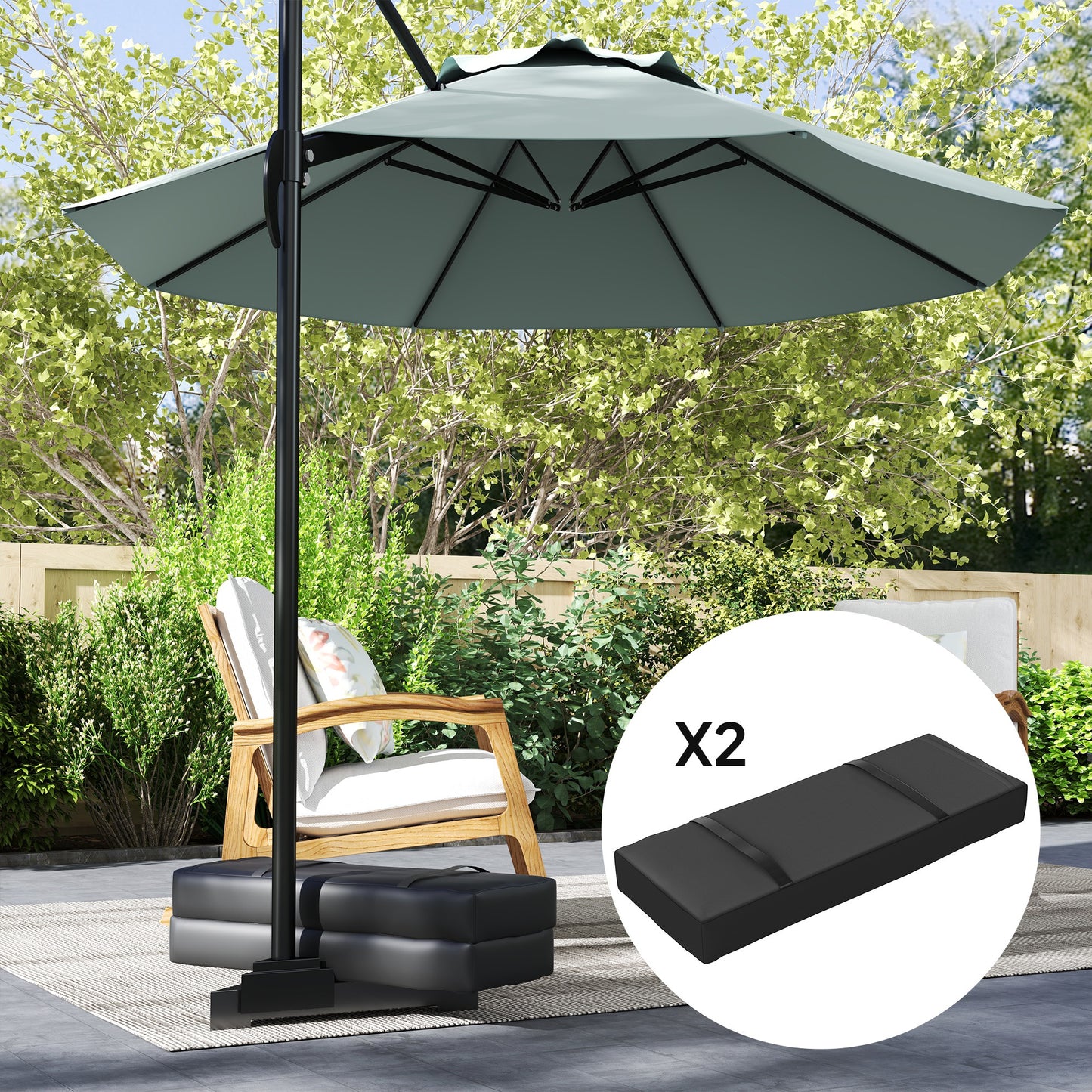 2PCS Patio Umbrella Base Weight Bag, Umbrella Stand Weights with Handles, 55 lbs with Sand Filling, Patio Umbrella Weights for Offset/Cantilever Umbrella Stand Base, Black