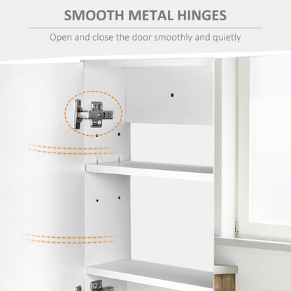 Bathroom Mirror Cabinet, Wall-Mounted Storage Organizer with Double Doors, Adjustable Shelf, White