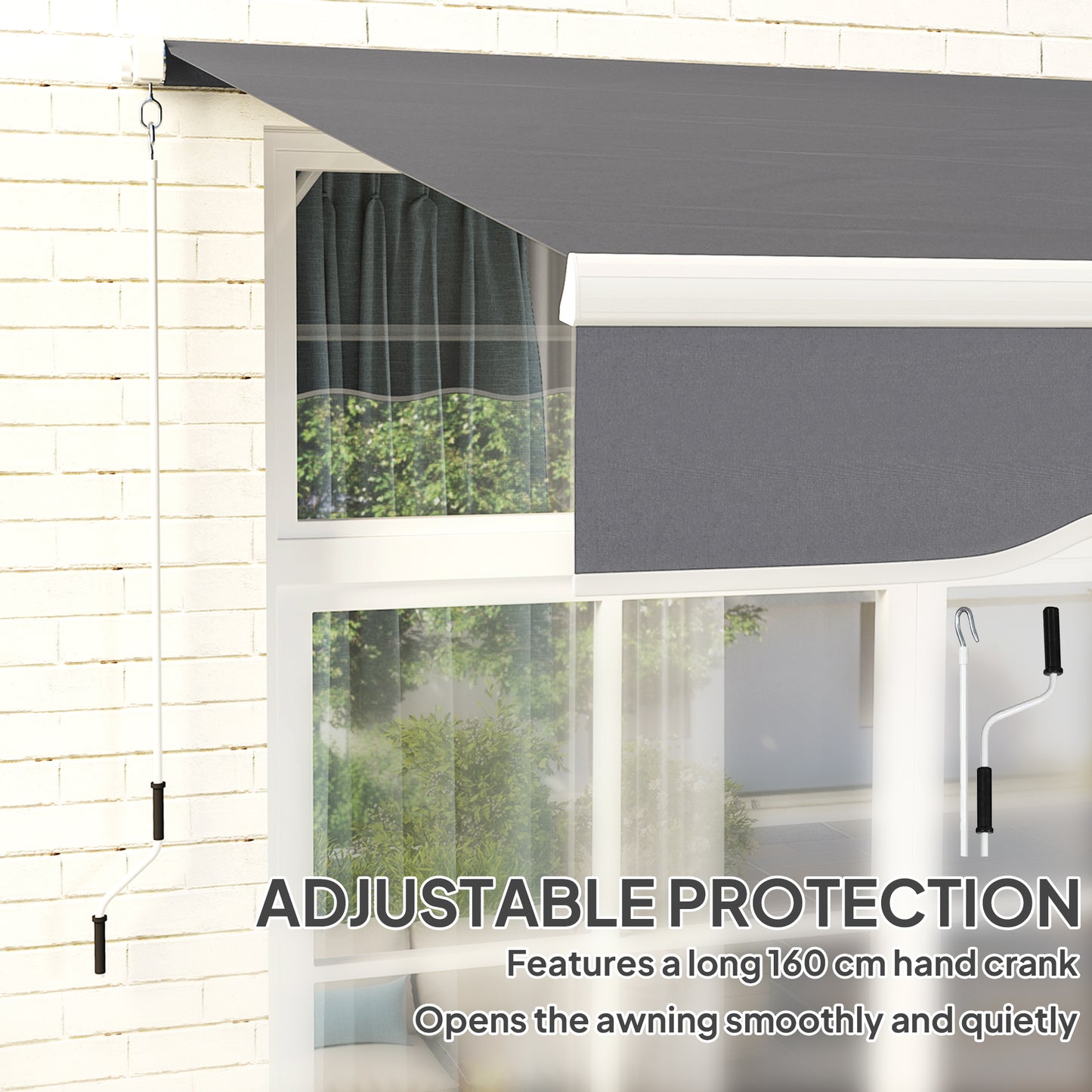 8' x 7' Retractable Awning, Patio Awnings, Sunshade Shelter with 280 g/m² UV & Water-Resistant Fabric, Dark Grey