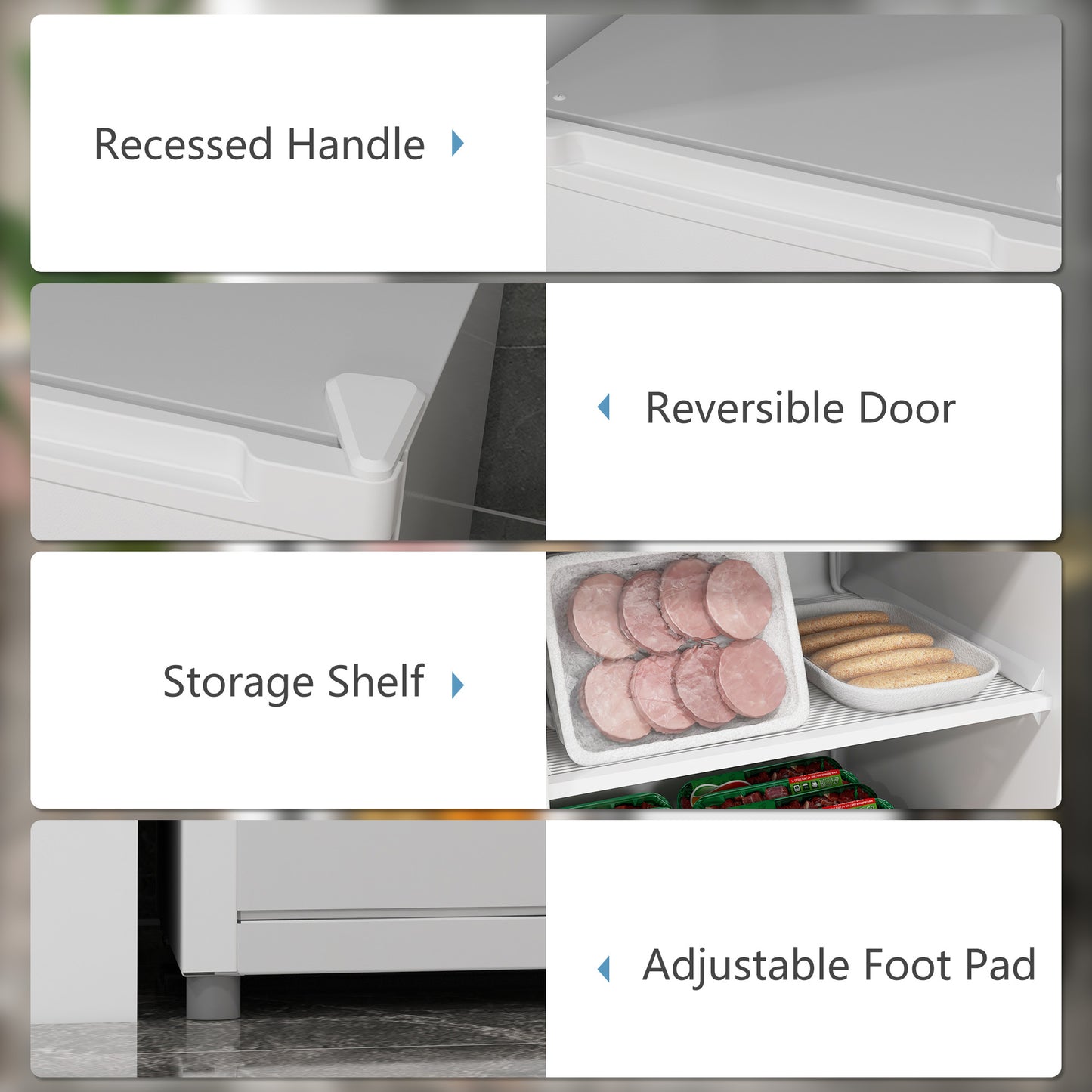 Upright Freezer, 3 Cu.Ft Mini Freezer with Reversible Single Door, Adjustable Thermostat for Home, Dorm, White