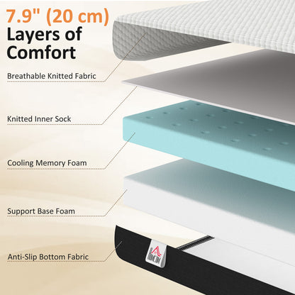 Queen Mattress 8 Inch Memory Foam Mattress in a Box, Pressure Relief & Lumbar Support, CertiPUR-US Certified Medium Firm