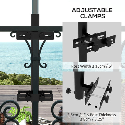Patio Umbrella Holder Stand for Deck Railing, Umbrella Deck Mount Bracket with Adjustable Clamps, Black