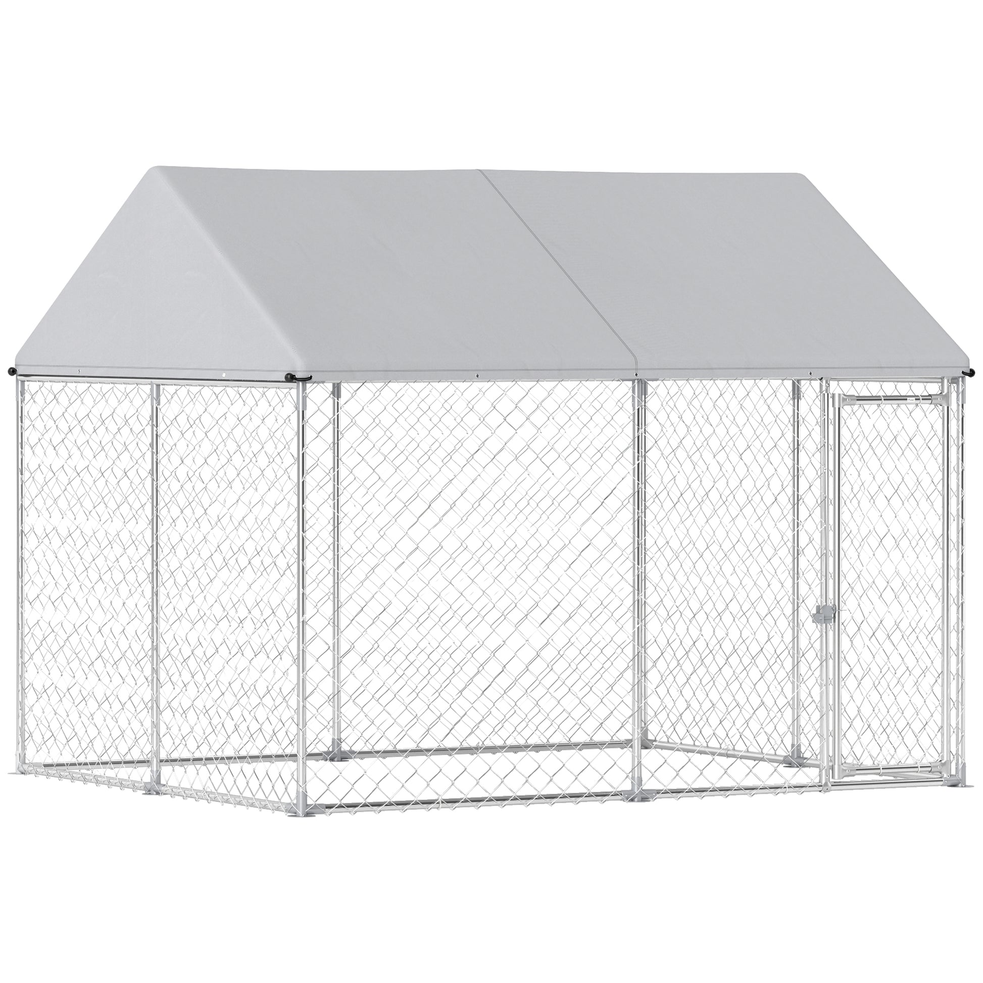 Heavy Duty Galvanized Steel Outdoor Dog Kennel with Waterproof Roof, Safety Lockable Latch System, 9.2' x 7.5' x 7.2'