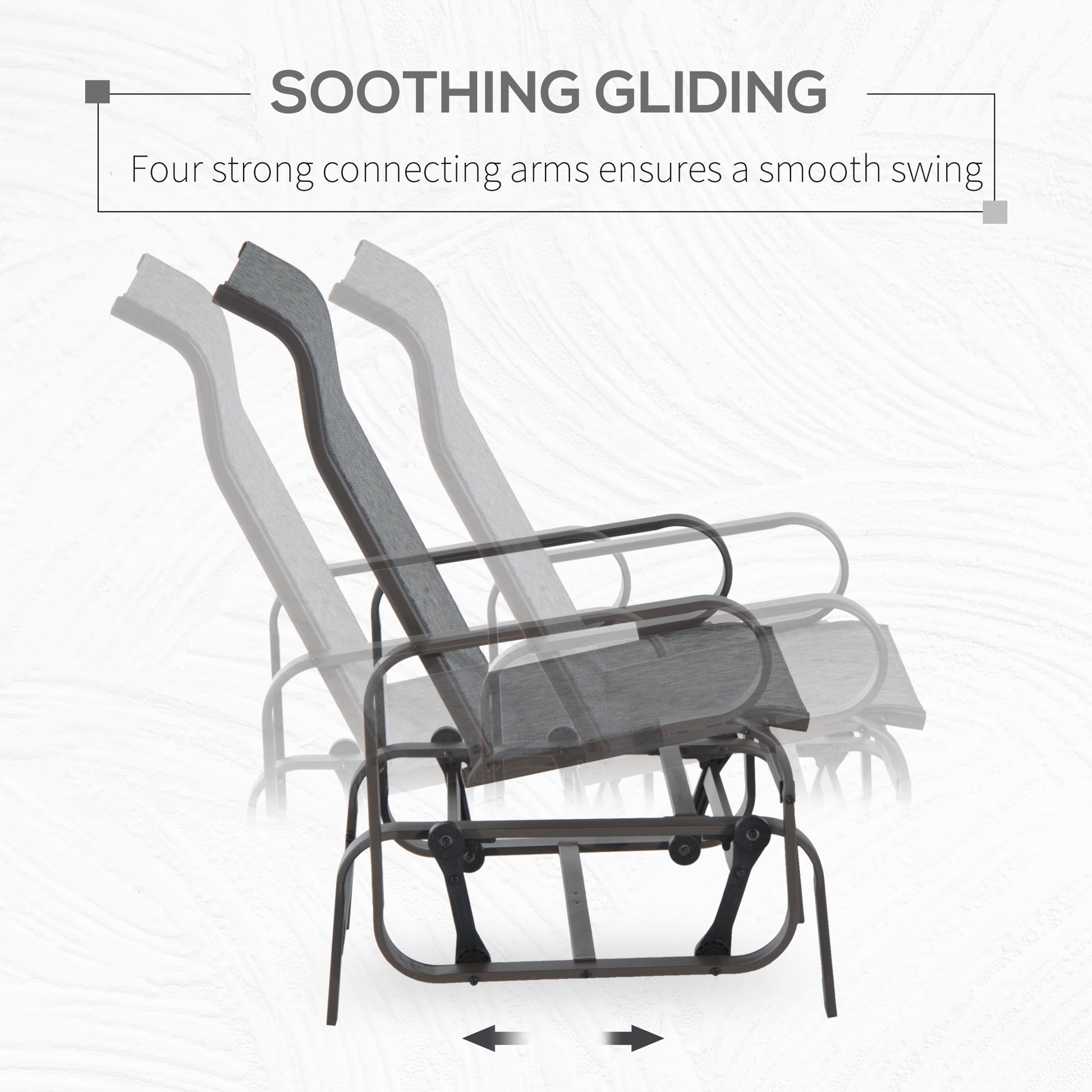 Patio Glider with Breathable Mesh Fabric, Outdoor Glider Chair, Garden Rocking Gliding Seat for Patio, Yard, Porch, Grey