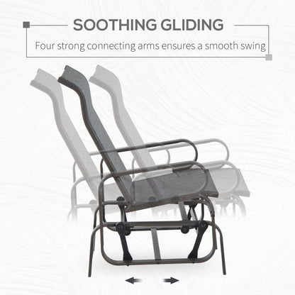 Patio Glider with Breathable Mesh Fabric, Outdoor Glider Chair, Garden Rocking Gliding Seat for Patio, Yard, Porch, Grey