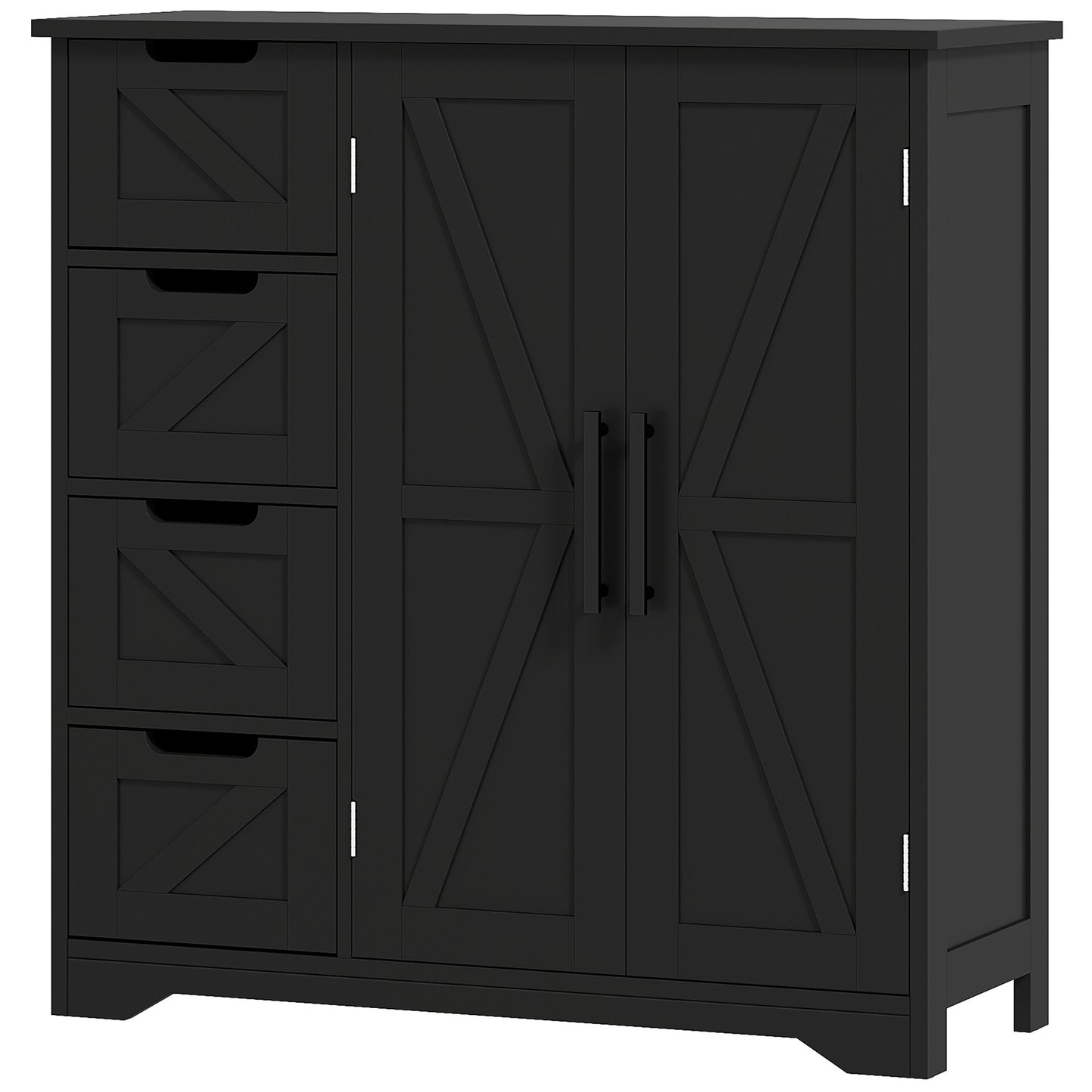 Bathroom Floor Cabinet, Farmhouse Bathroom Storage Cabinet with Adjustable Shelf, Black