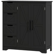 Bathroom Floor Cabinet, Farmhouse Bathroom Storage Cabinet with Adjustable Shelf, Black