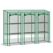 Lean-to Greenhouse with 3 Tier Shelves, Mini Greenhouse with 3 Roll-Up Doors for Indoor Outdoor, Green