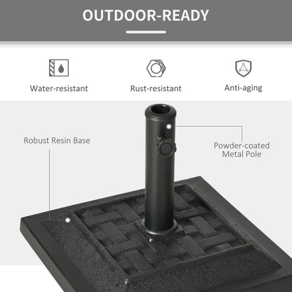 26 lb Heavy Duty Patio Umbrella Base, Square Resin Market Umbrella Stand for Outdoor, Garden, Backyard, Black