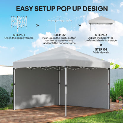 10' x 10' Pop Up Canopy with Sidewalls, Roller Bag, Height Adjustable Instant Tent for Outdoor, Garden, Patio, White
