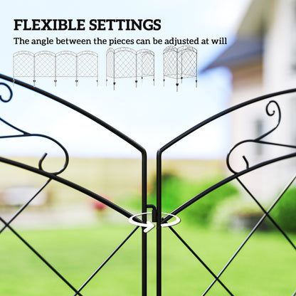 4 Pack Garden Fencing for Yard, Decorative Fence Panels as Animal Barrier and Flower Edging, Circle, Black