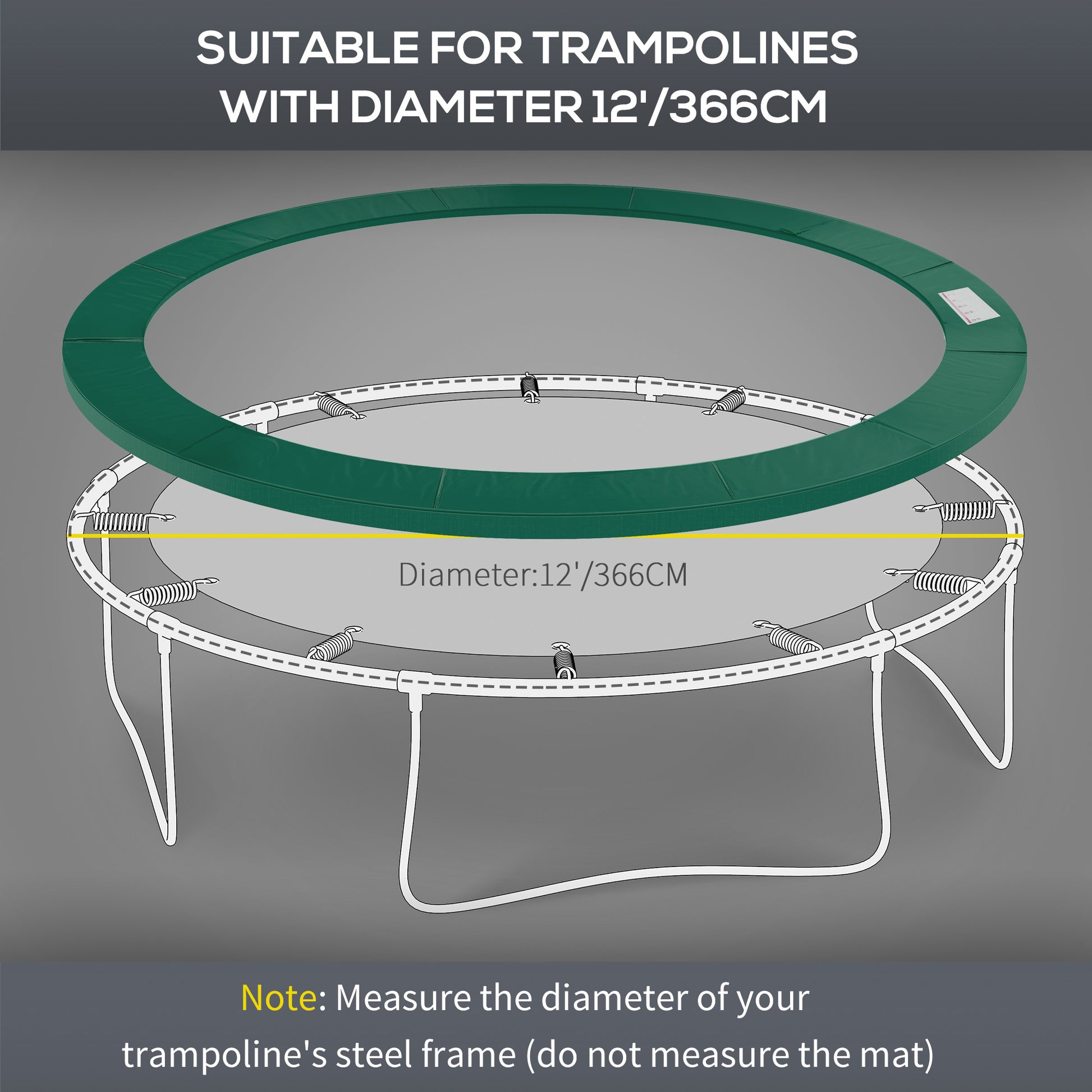 Soozier ⌀8ft Trampoline Pad ⌀96" Spring Safety Replacement Gym Bounce Jump Cover EPE Foam Green