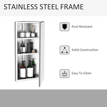 Wall mounted Bathroom Corner Mirror Storage Cabinet Stainless Steel with Single Door