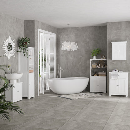 Bathroom Vanity, 24" Pedestal Sink Bathroom Vanity Furniture with 2 Doors and Shelf, White