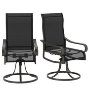 2-Piece Swivel Patio Dining Chairs, 360° Swivel Rocking Outdoor Chairs with Curved Armrests, Breathable Mesh Seat & S Shape Backrest for Yard, Lawn, Porch, Black