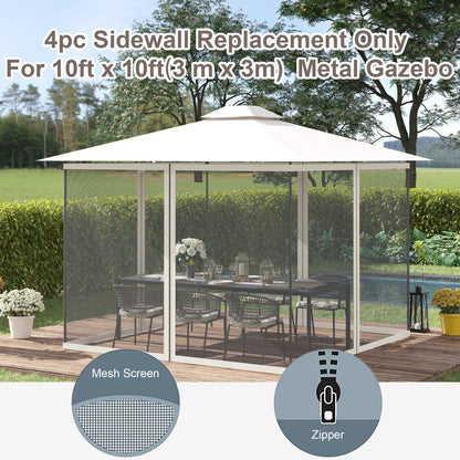 Replacement Mosquito Netting for Gazebo 10' x 10' Black Screen Walls for Canopy with Zippers, White