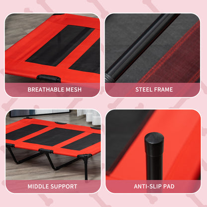 Elevated Dog Bed, Raised Dog Cot for XL Sized Dogs, Indoor & Outdoor, 48" x 36" x 9", Red