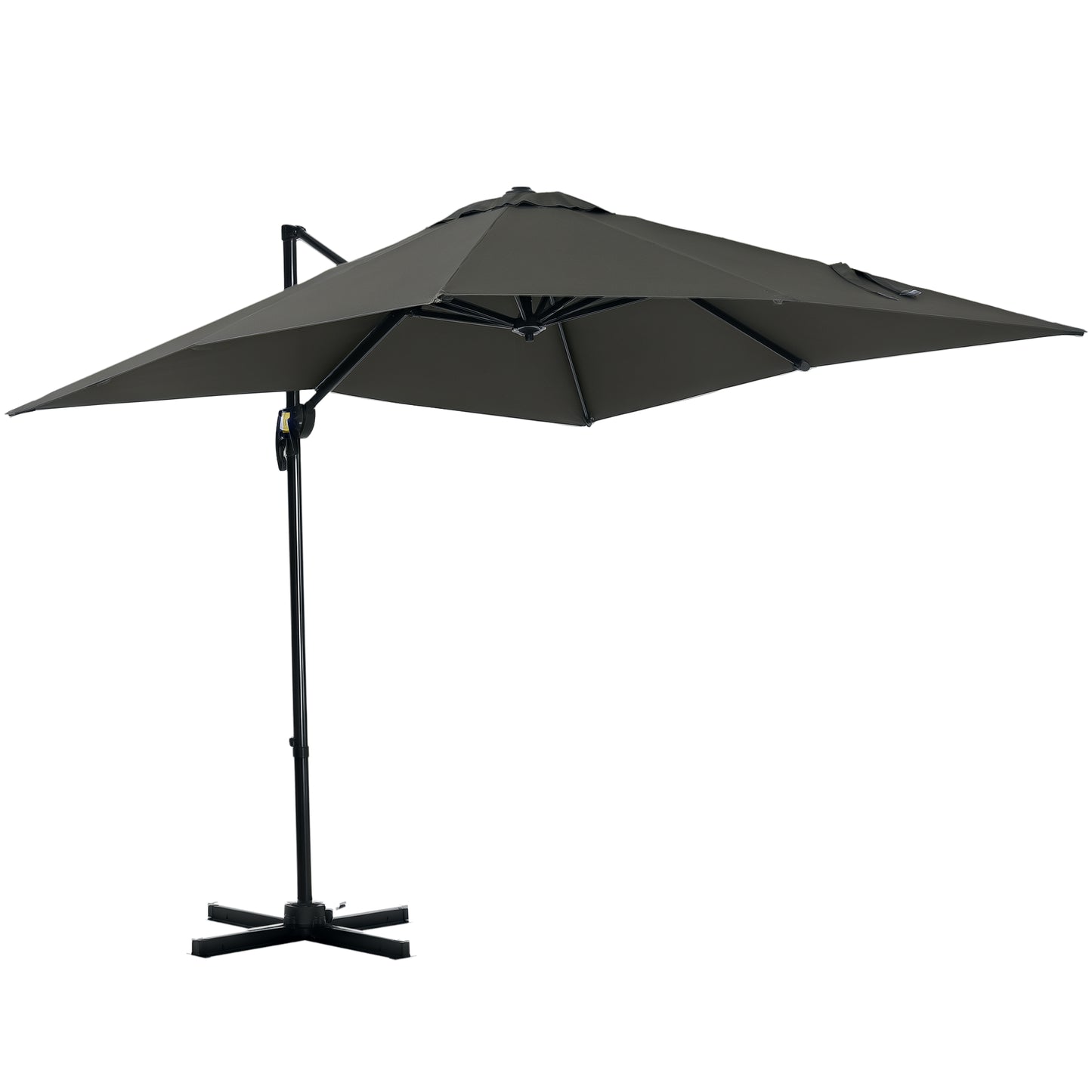 8' x 8' Square Patio Hanging Offset Umbrella with 360° Rotation, Aluminum Outdoor Cantilever Parasol with Crank & Tilt, Sun Canopy Shelter with Cross Base, Grey
