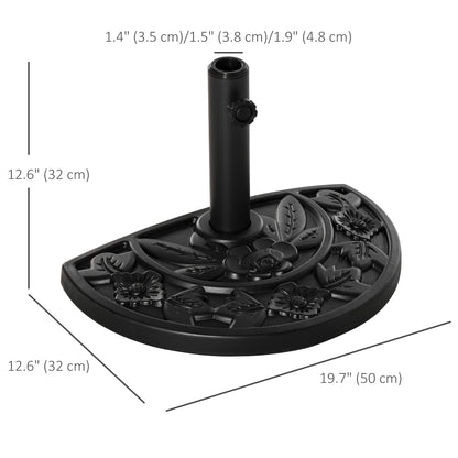 20 lb Heavy Duty Half Umbrella Base, Outdoor Concrete Umbrella Stand, Patio Half Round Base for Market Umbrella, Black
