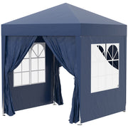 6.6'x6.6' Pop Up Canopy Tent with Sidewalls, Instant Sun Shelter Camping Gazebo with Carry Bag, Blue