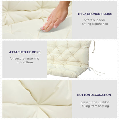 2 Seater Garden Bench Cushion, Soft Thick Outdoor Non-Slip 2 Seater Soft Pad With Backrest for Garden Patio, 52" x 43" x 4", Beige