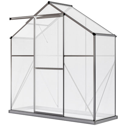 6' x 2.5' Walk-in Polycarbonate Greenhouse Aluminium Green House with Sliding Door, 5-Level Roof Vent, Rain Gutter