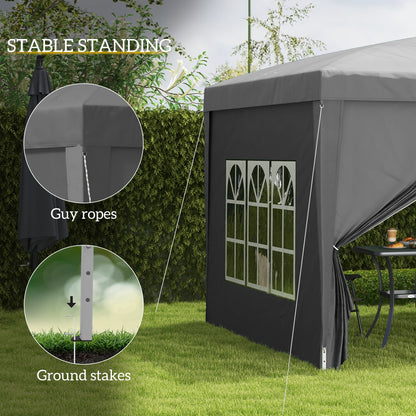 10'x10' Outdoor Pop Up Party Tent Wedding Gazebo Canopy with Carrying Bag (Grey)