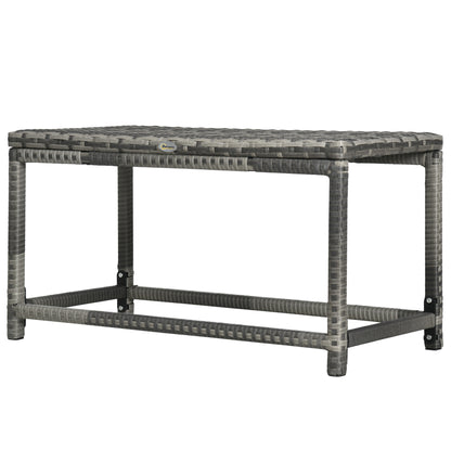 Patio Rattan End Table, Outdoor Side Table with Full Woven Table Top for Garden, Balcony, Mixed Grey