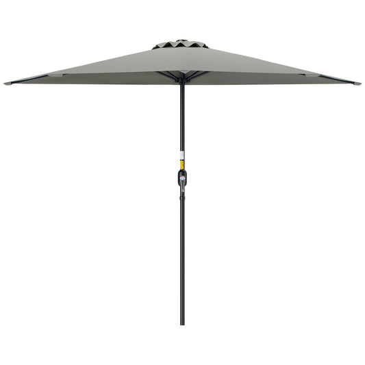 9ft Half Round Umbrella Outdoor Patio Garden Balcony Parasol Window Sun Shade w/ 5 Ribs Light Grey