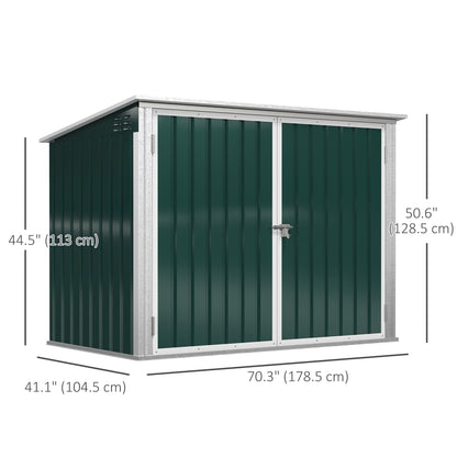 6x3 ft Garbage Can Shed, Horizontal Garbage Can Organizer with Double Door and Lid Rubbish Cover, for 2 Trash Cans, Green