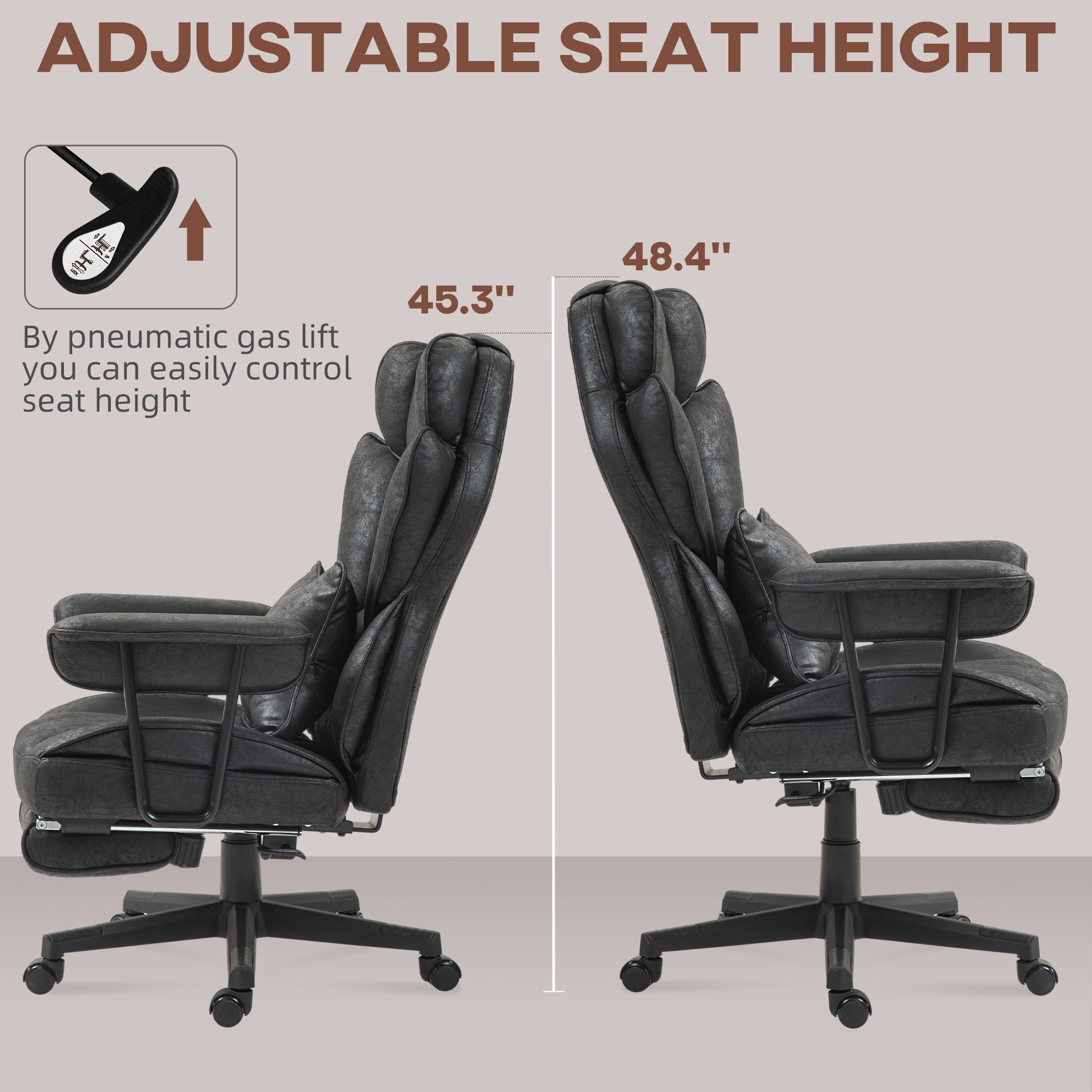 Big and Tall Office Chair with Foot Rest, 400LBS High Back Desk Chair with Padded Armrests, Lumbar Support, Black