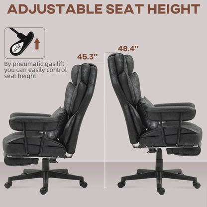 Big and Tall Office Chair with Foot Rest, 400LBS High Back Desk Chair with Padded Armrests, Lumbar Support, Black