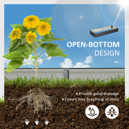 95" x 36" x 12" Galvanized Raised Garden Bed, Metal Elevated Planter Box for Growing Flowers, Herbs, Succulents, Grey