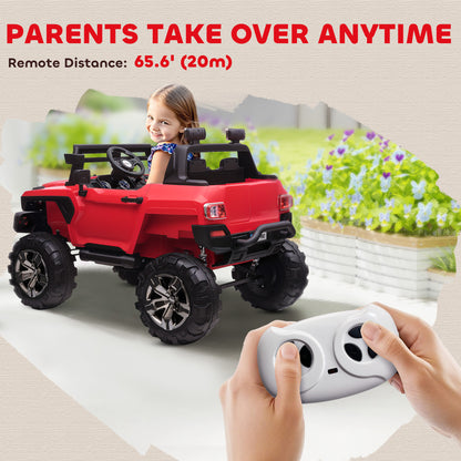 Aosom 2-Seater Kids Ride On Police Car, 12V 7AH Ride on Truck, Electric Car for Toddlers with Remote Control, LED Lights, Big Wheels, 4 Shock Absorbers, MP3, Storage, Red