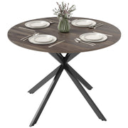 40" Round Kitchen Table for 4, Industrial Dining Table with Steel Legs for Dining Room, Distressed Brown