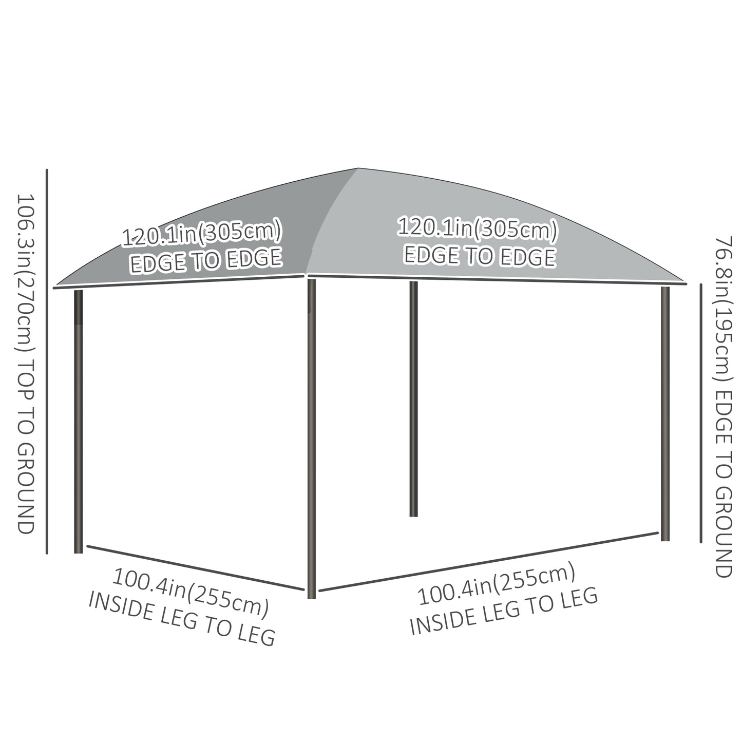 10' x 10' Hardtop Gazebo, Outdoor Gazebo Canopy with UV60+ Polycarbonate Roof, Curtains, Central Hook and Steel Frame for Garden, Lawn, Backyard, Deck, Dark Grey